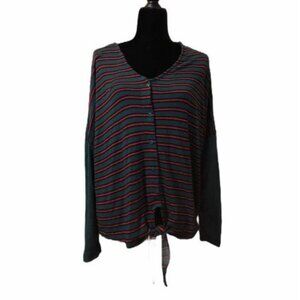 Amp Juniors Striped Knotted Cardigan Sweater Long Sleeve Crisscross Back XL/EG